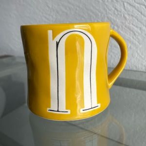 Anthropologie Yellow Monogram Initial “N” Mug